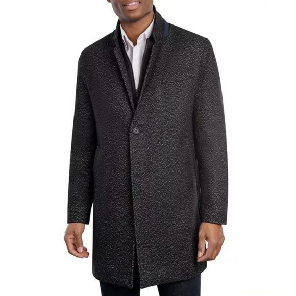 Michael Kors Pike Overcoat Men’s 44R Black Classic Fit Wool-Blend Long Coat NWT - Picture 3 of 11